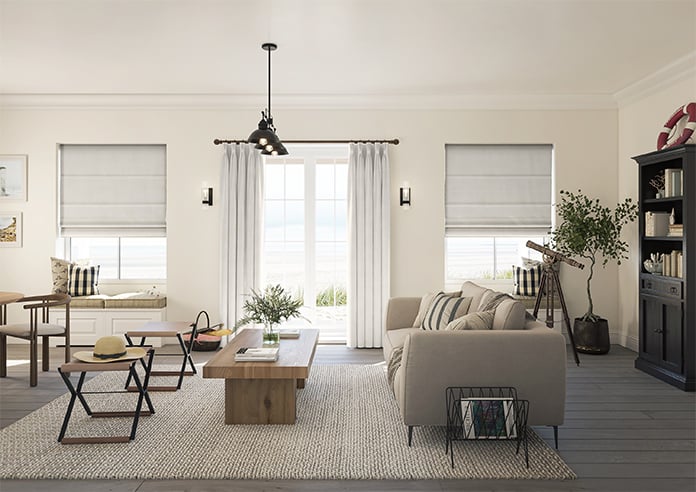 Florence Faux Suede, Grey Mist - Motorised Roman Blind - Image 8